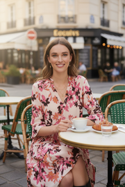 Saint Tropez Tiered Day Dress lifestyle - Parisian café