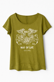 Sorbet SBRIMINI Retro Graphic T-Shirt – Olive Green