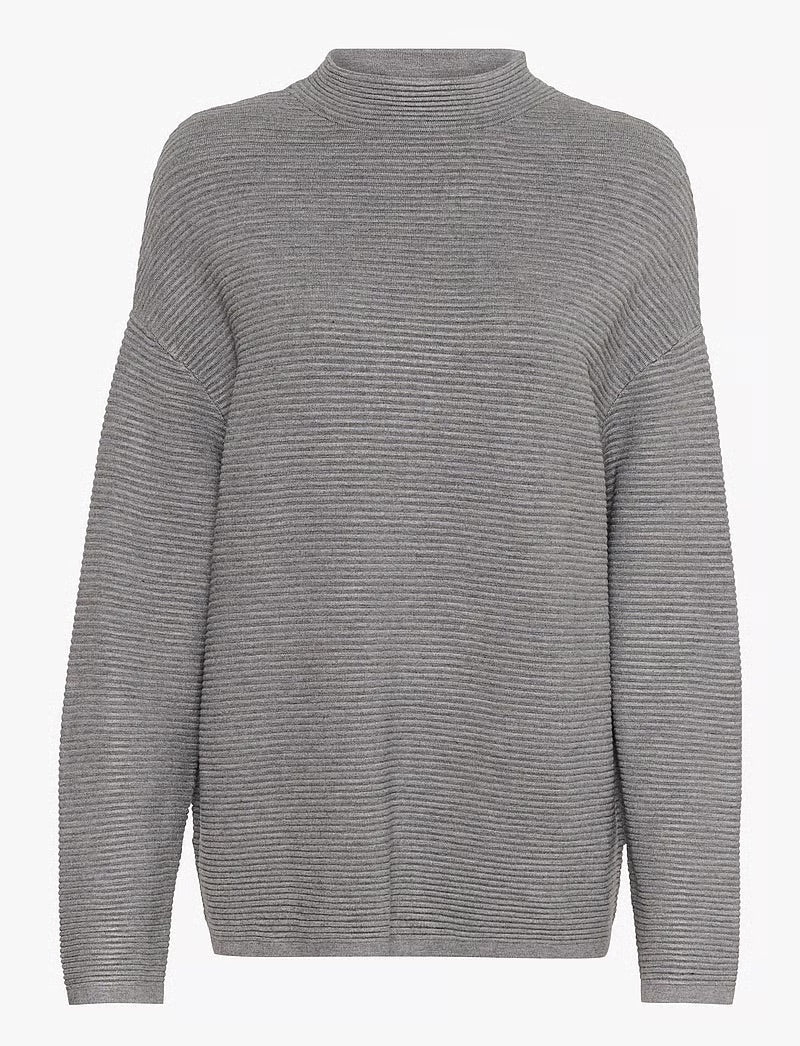 InWear TiaIW Boxy Pullover - Grey Ribbed Knit Sweater