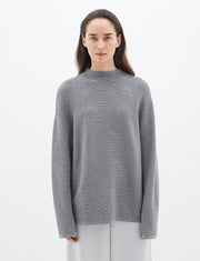 InWear TiaIW Boxy Pullover - Grey Ribbed Knit Sweater
