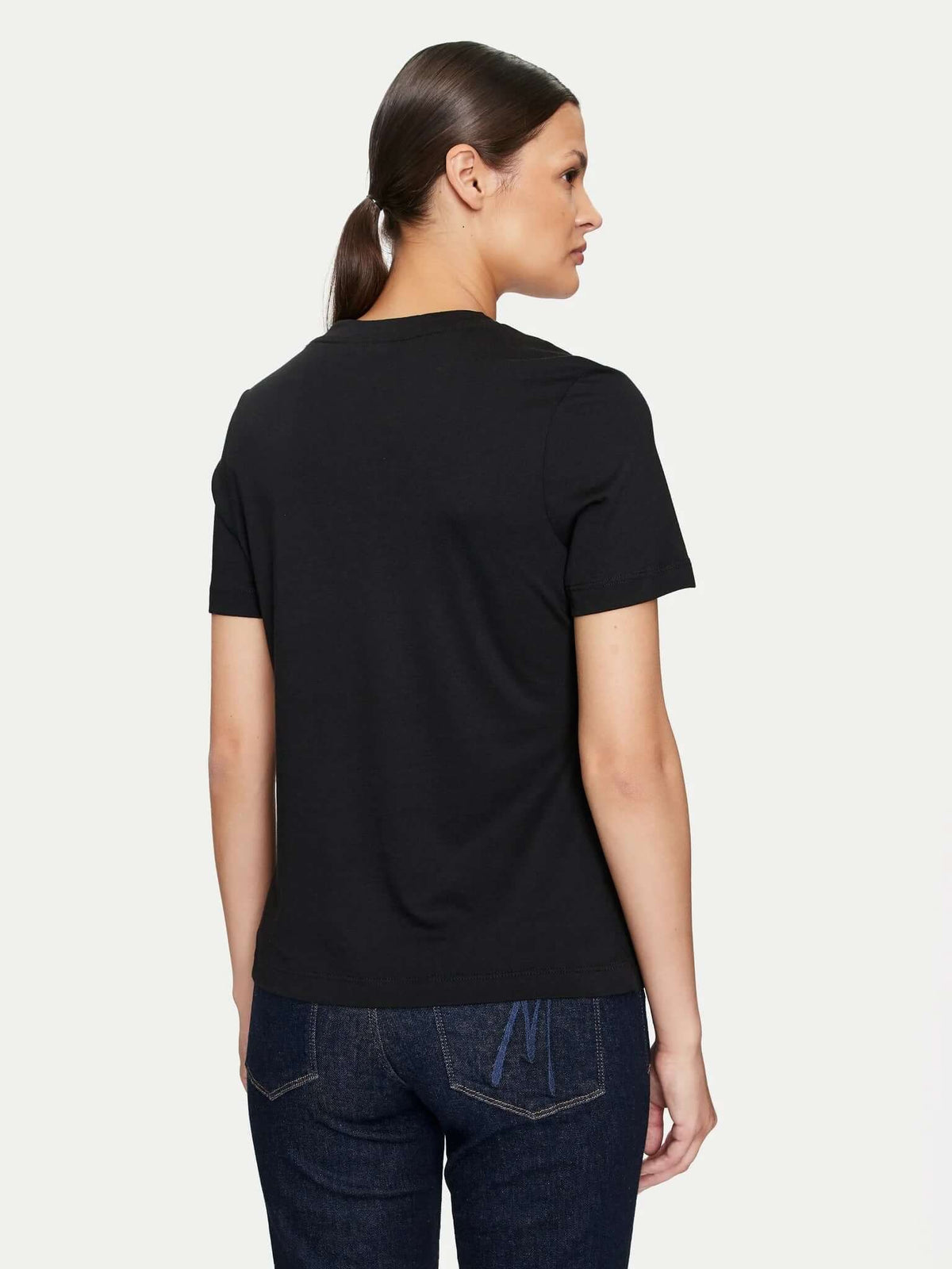 Marciano by Guess Logo T-Shirt with Gold Chain Necklace – Black, stylish women's fashion top featuring classic back design.