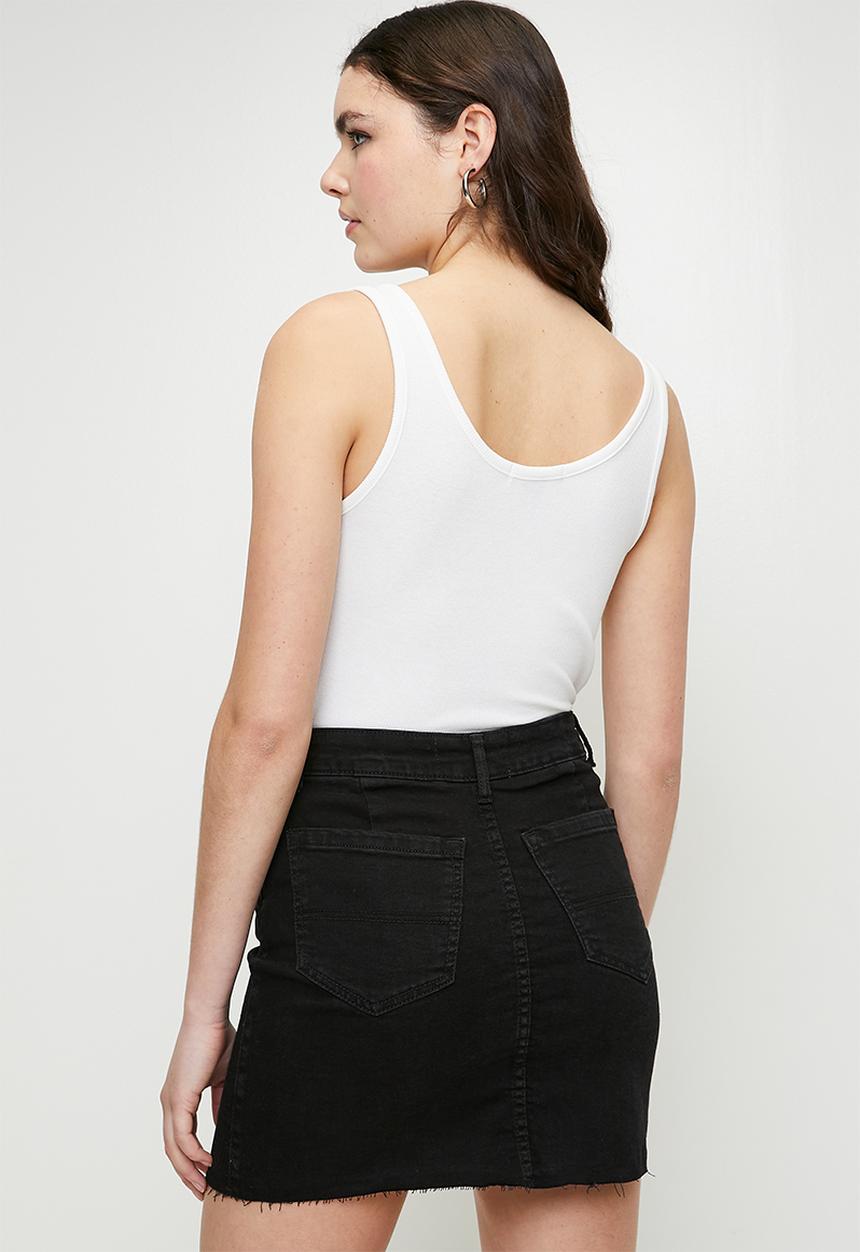 Brave Soul Ribbed Button-Front Bodysuit - White