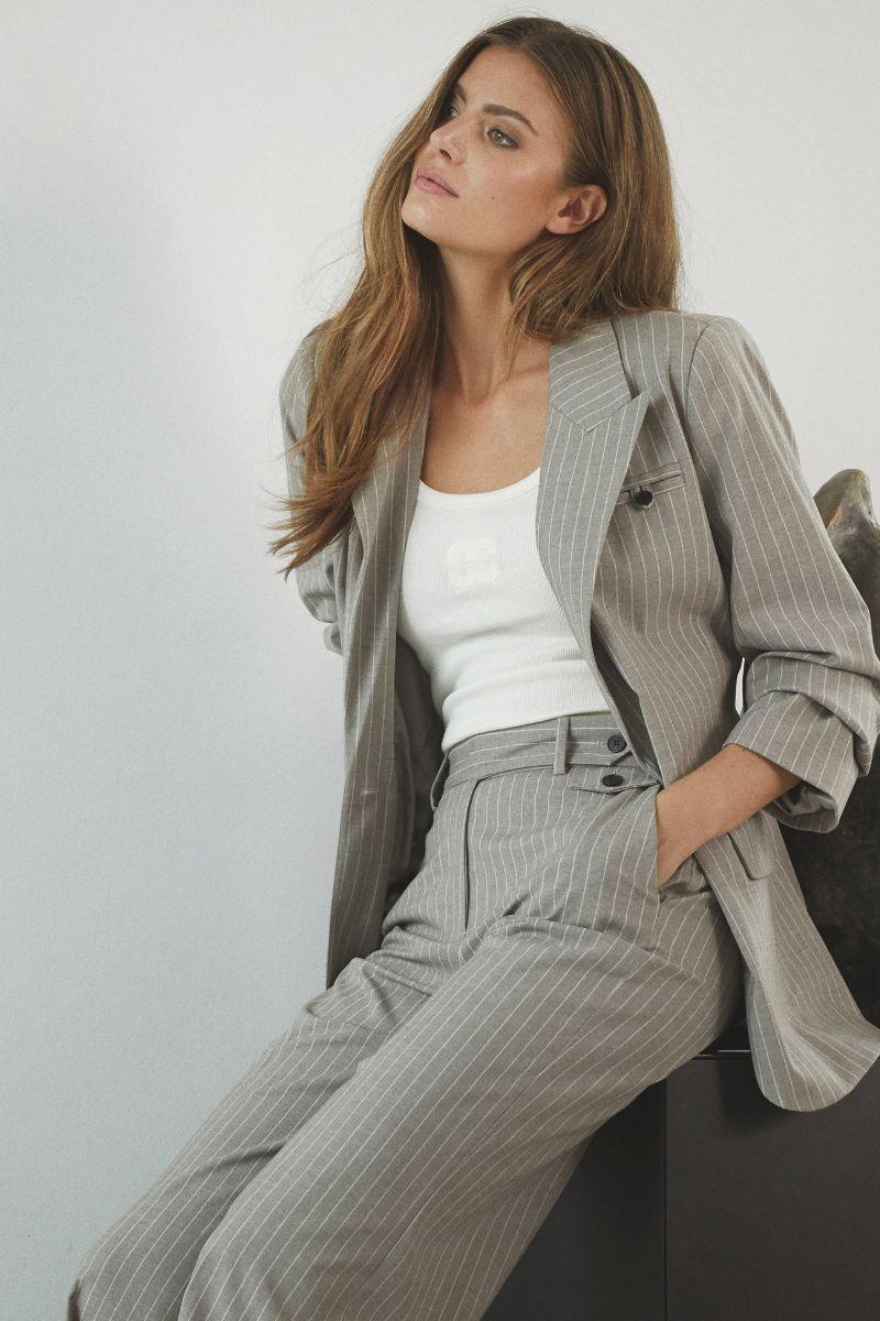 Co'couture Quin Pin Wide-Leg Trousers – Mink