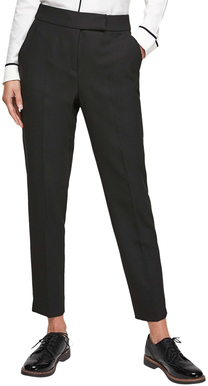 s.Oliver Women's Black Tailored Trousers - Slim Fit Ankle Length - Model 2102854