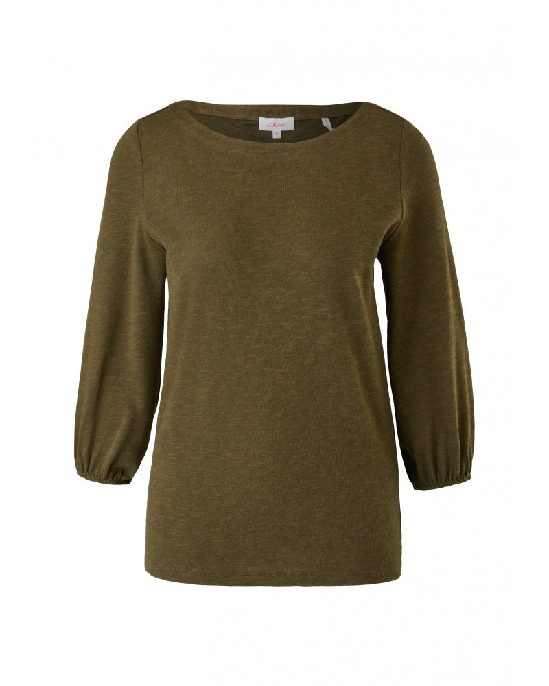 s.Oliver Women's Olive Green Top - 3/4 Sleeve